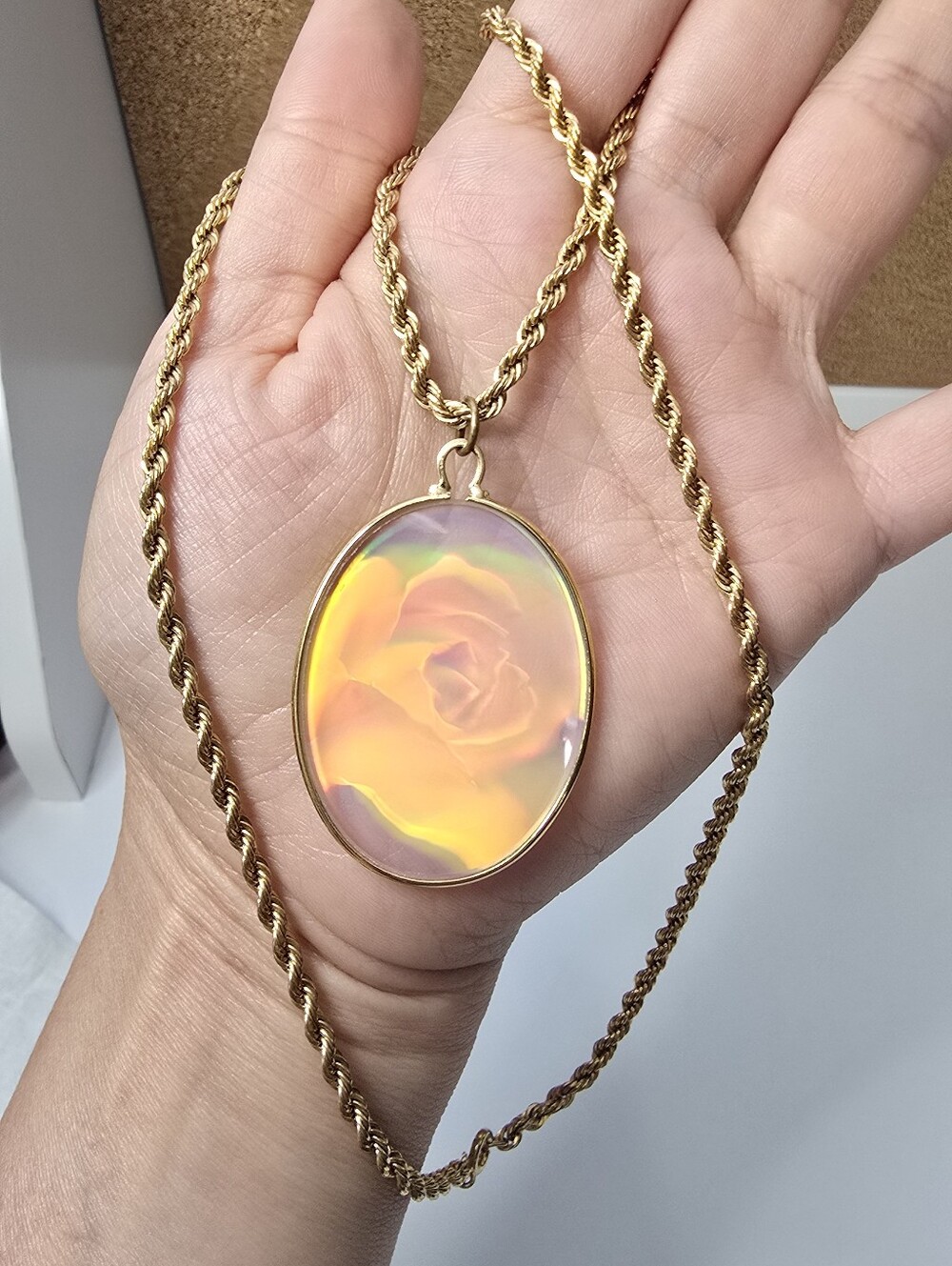 Vintage Rose Pendant In A Gold-tone.
